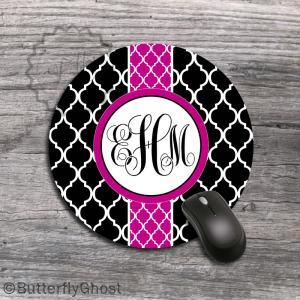 Black And Pink Mousepad - Round Background With..