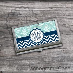 Chevron And Lace Design Business Card Holder -..