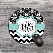 Flower Ornaments Design Computer Mouse Pad - Customized Name or Monogrammed Layout, office boss gift mat