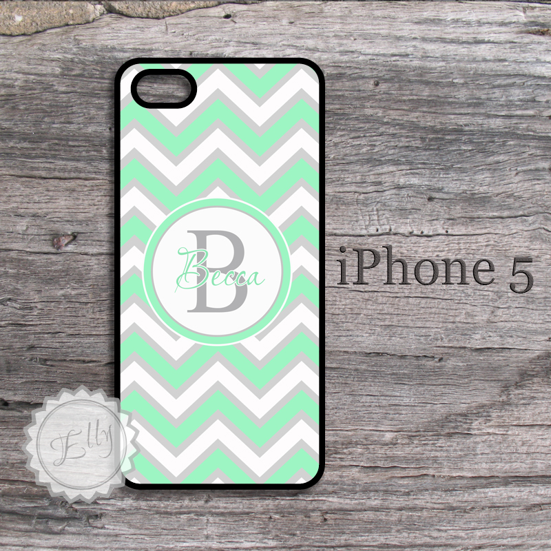 Mint Chevron Iphone Cases Iphone Case With Preppy Style Monogram Snap On Cover