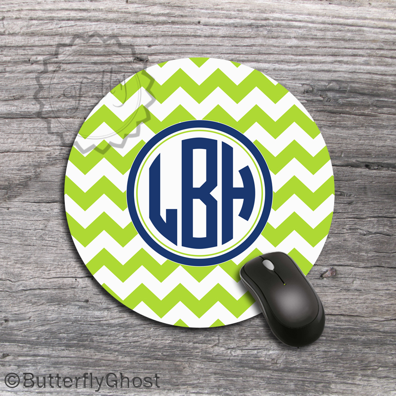 Lime Green Computer Mousepad Personalized Monogrammed Office