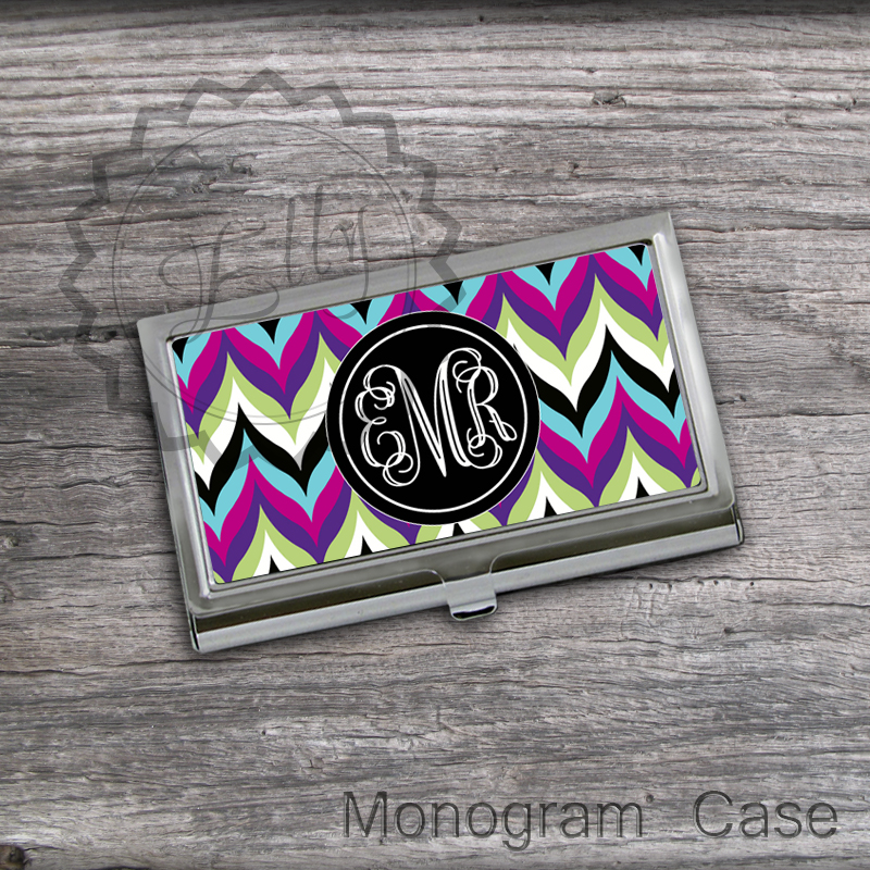 Mixed Chevron Card Case - Monogrammed Card Holder, Personalized Gift Case, Office Accessory Card Holder