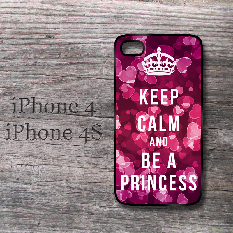 Iphone Case Keep Calm And Be A Princess Love Cute Hearth Hard Case Iphone4 4s And Iphone 5
