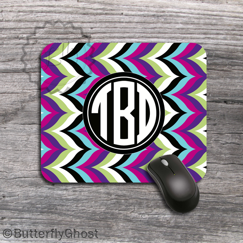 Computer Chic Mouse Pad Vertical Chevron Mousepad, Personalized Name